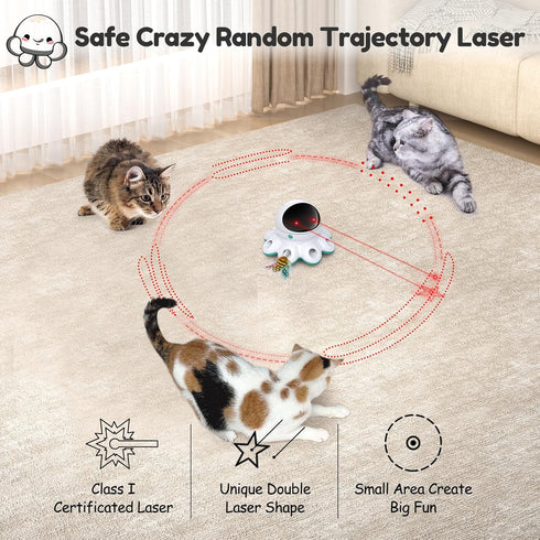 ORSDA Cat Laser Toy, 2-in-1 Interactive Automatic Laser Pointer Cat Toy, USB Rechargeable Electronic Kitten Toys