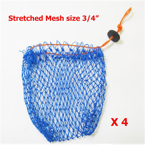 KUFA 4pcs (380D/15,Stretched 3/4"; BAG-1x4) Sports Crab Bait Bag Combo mesh Size