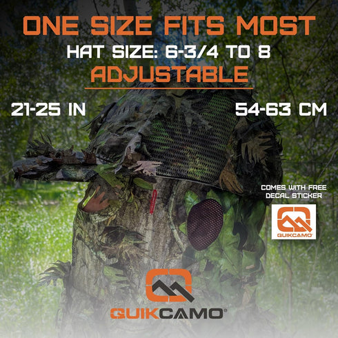 Mossy Oak & Realtree 2-in-1 3D Leafy Face Mask Camo Hats for Hunting - Adjustable, One Size