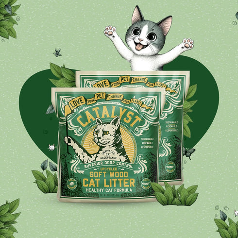 Catalyst Natural Soft Wood Cat Litter (2 Pack, 10lb Bags) - Superior Odor Control, Strong Clumping, Biodegradable