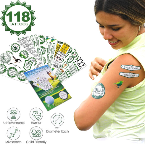 Golf Award Temporary Tattoos, Fun Gifts for Men, Women, Kids - Unique Golf Accessories