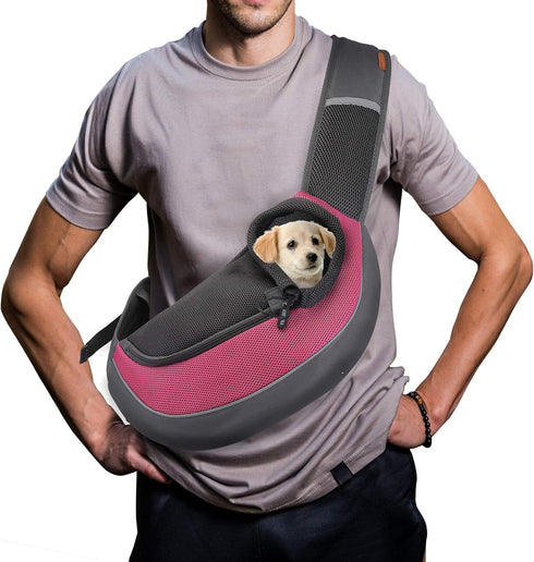 FDJASGY Pet Sling Carrier for Small Dogs Cats, Breathable Mesh Hand Free Puppy Backpack with Adjustable Strap and Pouch