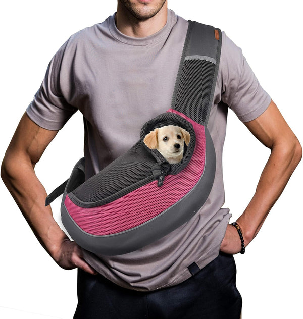 FDJASGY Pet Sling Carrier for Small Dogs Cats, Breathable Mesh Hand Free Puppy Backpack with Adjustable Strap and Pouch