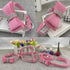 Bowtie Dog Collar & Harness & Lead Sets, Comfortable Soft Puppy Collar with Diamante, Pink - XS