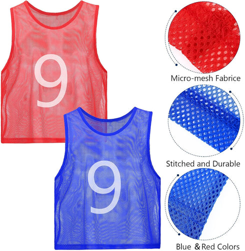 24 Scrimmage Scrimmage JenPen Pcs Nylon Mesh Pinnies with Numbers Jerseys for Vest Soccer Bibs for Youth Adult