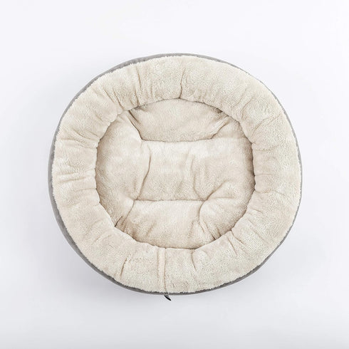 Love's cabin Round Donut Cat and Dog Cushion Bed, 20in Anti-Slip & Water-Resistant Bed, Washable Luxury Gray