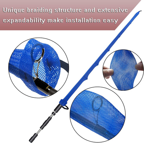 Fishing Rod Cover - 4 Pack Rod Sleeve Socks with Lanyard for Fly, Spinning, Casting, and Sea Fishing
