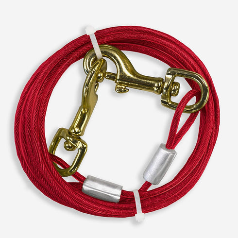 Four Paws Puppy Dog Tie Out Cable, Red, 15 Feet