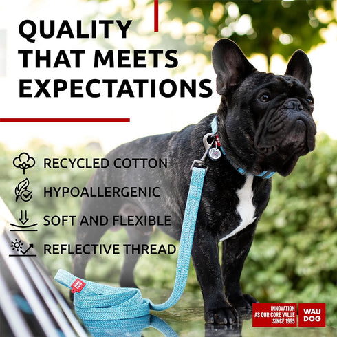 WAUDOG Recycled Cotton Dog Leash, 6 Ft / 10 Ft Eco-Friendly, Reflective for Medium and Large Dogs, Strong Leash for