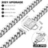 PRADOG Chain Dog Collar with Zirconia Locking 12mm High Polished Cuban Link Chain Metal Stainless Steel Luxury Dog