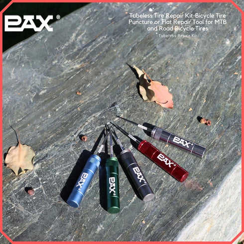 PAX 12 Pcs Tubeless Bike Tire Repair Kit, Includes Storage Canister, Plugger Tool, and Plugs for Fast Repairs