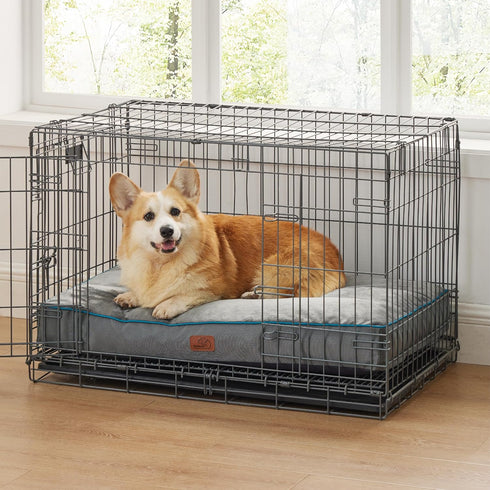 Bedsure Waterproof Dog Beds for Large Dogs, 4 inch Thick L-Crate Bed with Removable Washable Cover, Grey