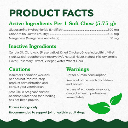 Greenies Hip and Joint Supplements for Dogs, Chicken Flavor, 30 Count Soft Chews, 6.08 oz