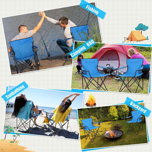 Set 2, 275lbs HaSteeL Foldable Camping Chair of Folding Camp Chairs & Carrying Bags for Adults, Portable for Lawn