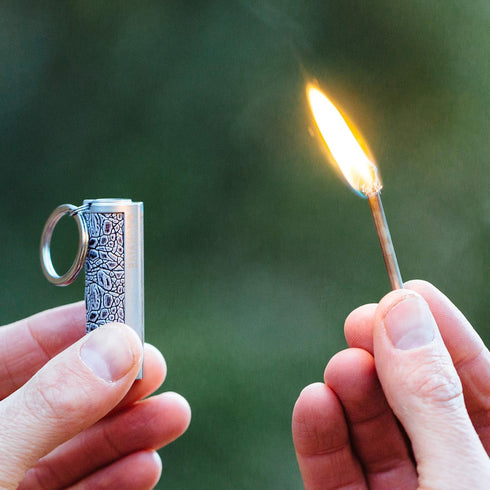 SURVIVE Permanent Match Metal, 2 Pack, Reusable Survival Fire Starter Lighter, Emergency Waterproof Keychain Kit.