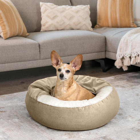 Best Friends by Sheri Cozy Cuddler Ilan Microfiber Hooded Blanket Cat and Dog Bed, Wheat 23"x23"