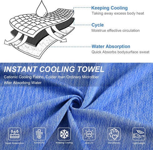 Pleneal 6 Pack (40"x12"), Cooling Towels - Cooling Towel Ice Gym Towels for Working Out, Microfiber Cooling Towels
