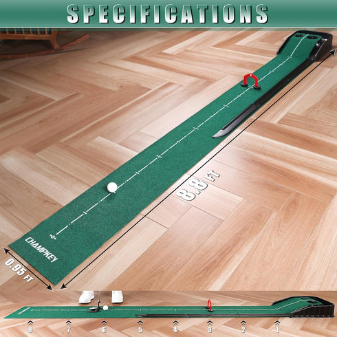 Advanced Golf Putting Mat - Indoor Training with Guide Features