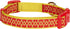 Blueberry Pet Adjustable Dog Collar, Gold Metallic Thread Zigzag, True Red, Small, Neck 12"-16"