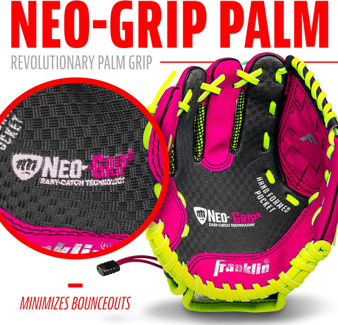 Franklin Sports Teeball Glove, Left and Right Handed Youth Fielding Glove, 9.0 Inch