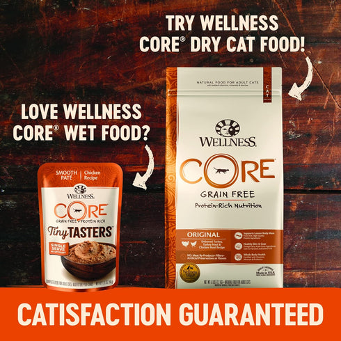 Wellness CORE Tiny Tasters Wet Cat Food Topper, Grain Free, Complete & Balanced Nutrition, 12 Pack (Seafood Variety)