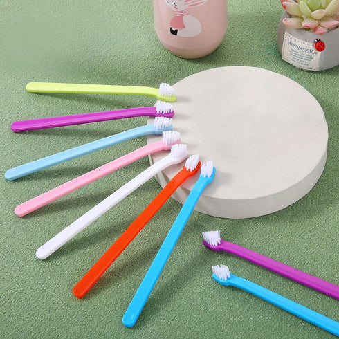100 Pack (7 Tioncy Pcs Small Dog Toothbrush Bulk Long Handle Pet Toothbrushes with Soft Bristles, Dental Care Teeth