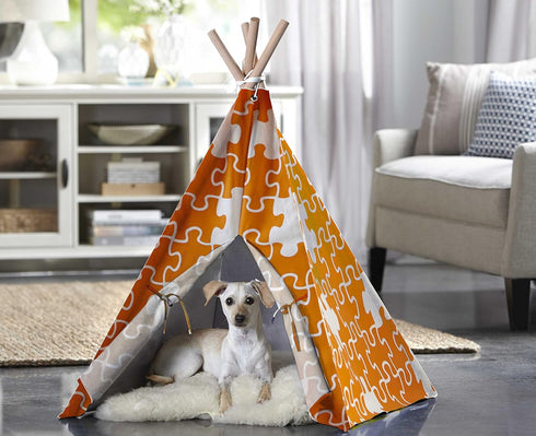 zoovilla Orange Puzzle Medium Pet Teepee