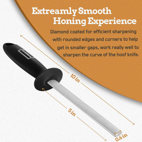 Hoof Knife Sharpener, 5 Inch Farrier Tool Honing Rod with Diamond Coating for Sharp Hoof Knives