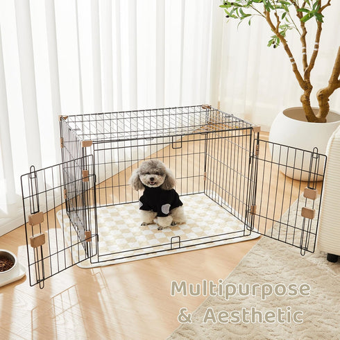 2 Pack Beige Checkered Washable Pee Pads for Dogs, Checkered Reusable Dog Pee Pads, for Puppy Playpen, Crate, Whelping