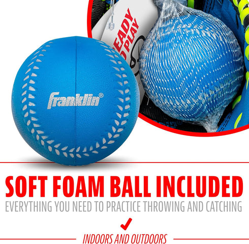 Franklin Sports Teeball Glove, Left and Right Handed Youth Fielding Glove, 9.0 Inch, Ready to Play with Ball
