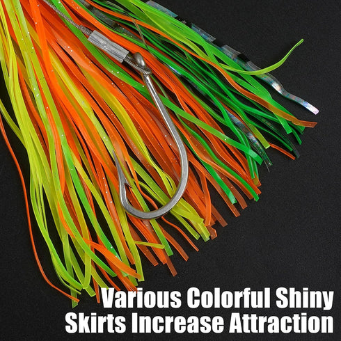 6PCS Lures,6inch/9inch Saltwater Trolling Soft Squid Skirts Lure for Marlin Tuna Mahi Dolphin Durado Wahoo Trolling