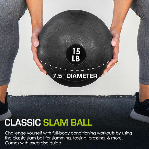 5, 10, 15, 20, 25, 30, 50lbs ProsourceFit Slam Medicine Balls Smooth and Tread Textured Grip Dead Weight Balls