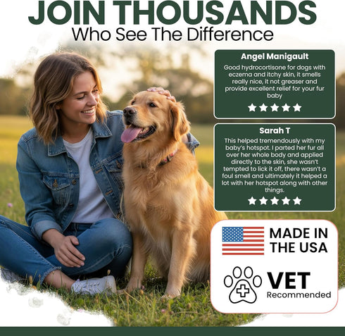 4 oz Chew + Heal Labs Hydrocortisone Lotion for Dogs - Anti Itch Cream for Irritated Skin, Flea Bites, Itching