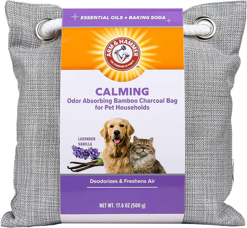 Arm & Hammer for Pets Air Care - Calming Bamboo Charcoal Air Purifying Bag in Lavender Vanilla Scent, 17.6 oz