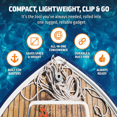 10-in-1 Boat Gadget Boat Tool - Must-Have Boat Accessory with Gas Cap Key, Fishing Line Cutter, Bottle Opener, Whistle