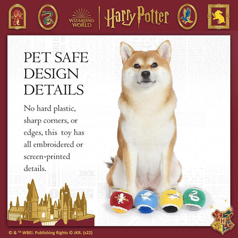 Harry Potter 4 Pack Dog Tennis Balls, Hogwarts Pride Themed Toy Balls for Dogs
