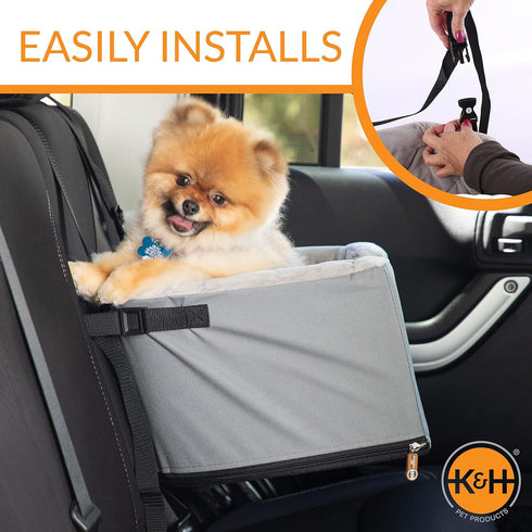 16 14.5 Inches K&H Pet Products Hangin' Bucket Booster Toy Breed Dog Car Seat Gray X
