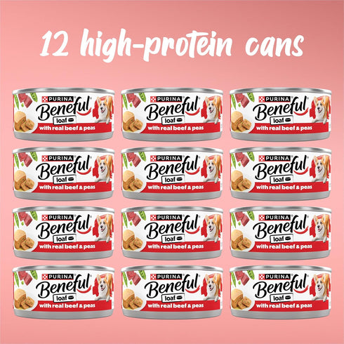 5.5 oz (Pack 12) Purina Beneful with Real Beef and Peas Wet Dog Food Loaf - Can