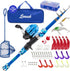 Kids Fishing Pole and Tackle Box, Rod and Reel Kit with Net, Travel Bag, Beginner’s Guide