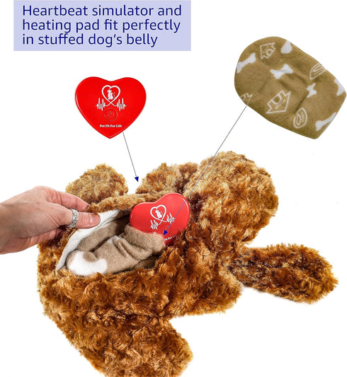 Pet Fit For Life Heartbeat Dog Toy - Calming Anxiety Puppy Sleep Aid with USB Rechargeable Heart Beat Simulator