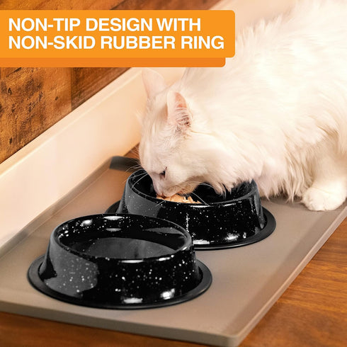 Neater Pet Brands Outdoor Camping Style Pet Bowl, 32 oz, Enamel Ware Blue Black Granite Colors