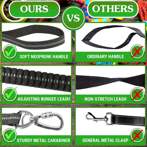 Heavy Duty Dog Leash 4-6Ft Length – Reflective Bungee Leash for Medium, Large Dogs with Traffic Control Handle