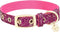 Blueberry Pet Adjustable Dog Collar in Cerise Pink, Glam Life Gold Stamping Lace, Neck 7.5-10", for Small Breed