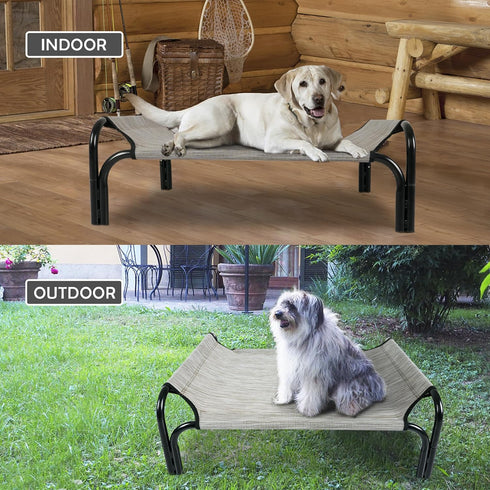 Cooling Elevated Dog Bed, Portable Dog Cot, Washable Mesh, Durable for Indoor and Outdoor Use, Medium, Grey