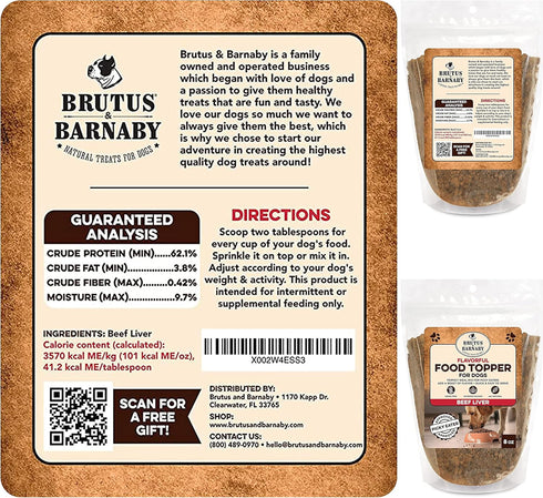 BRUTUS & BARNABY Dog Food Topper - Beef Liver, Flavor Packed Mix to Enhance Your Dog's Meal for Picky Eaters.