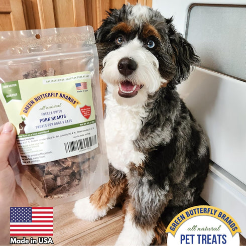 Freeze Dried Pork Heart Dog Treats - All Natural Freeze-Dried Raw Snacks for Dogs and Cats, High Protein