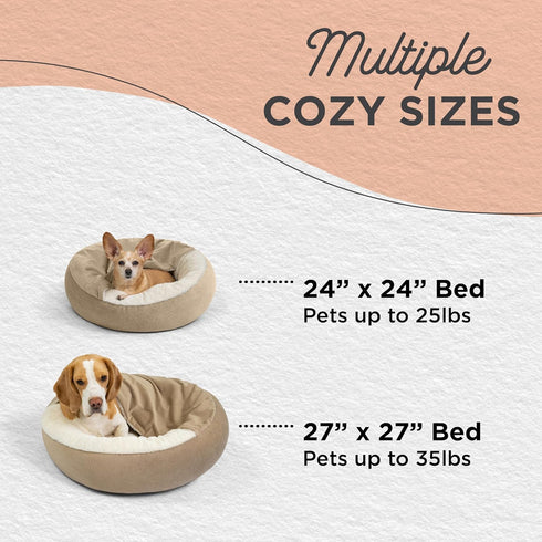 Best Friends by Sheri Cozy Cuddler Ilan Microfiber Hooded Blanket Cat and Dog Bed, Wheat 23"x23"