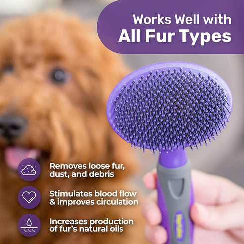 Hertzko Dog Brush, Soft Pin Bristle Pet Brush for Dogs and Cats, Grooming Tool for Long and Short Haired Pets