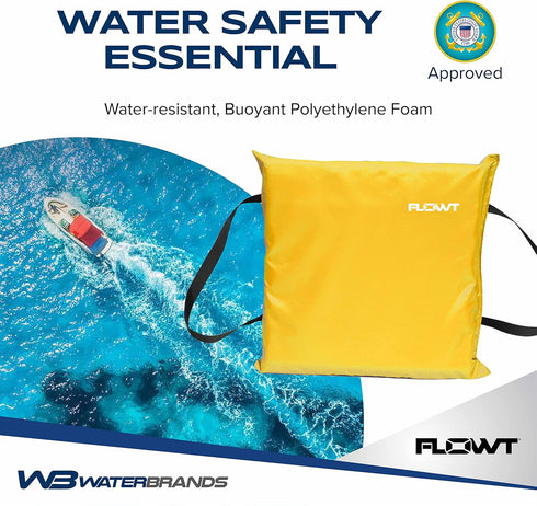 Flowt Boat Seat Cushion and Throw Cushion for Boat Safety USCG Approved Type IV, Life Cushion for Boat, Durable