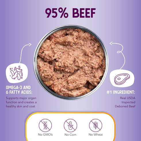 95% 5.5 oz 24) Health Extension Beef Grain-Free Wet Dog Food, High Protein Recipe, Limited Ingredients, Picky Eaters